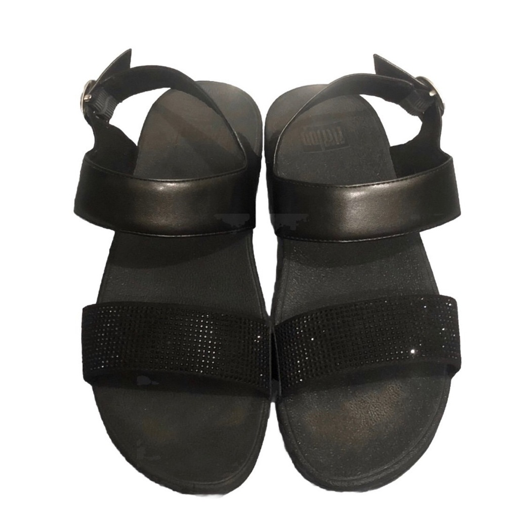 Fitflop Black Rhinestone Platform Sandals. Size 9.